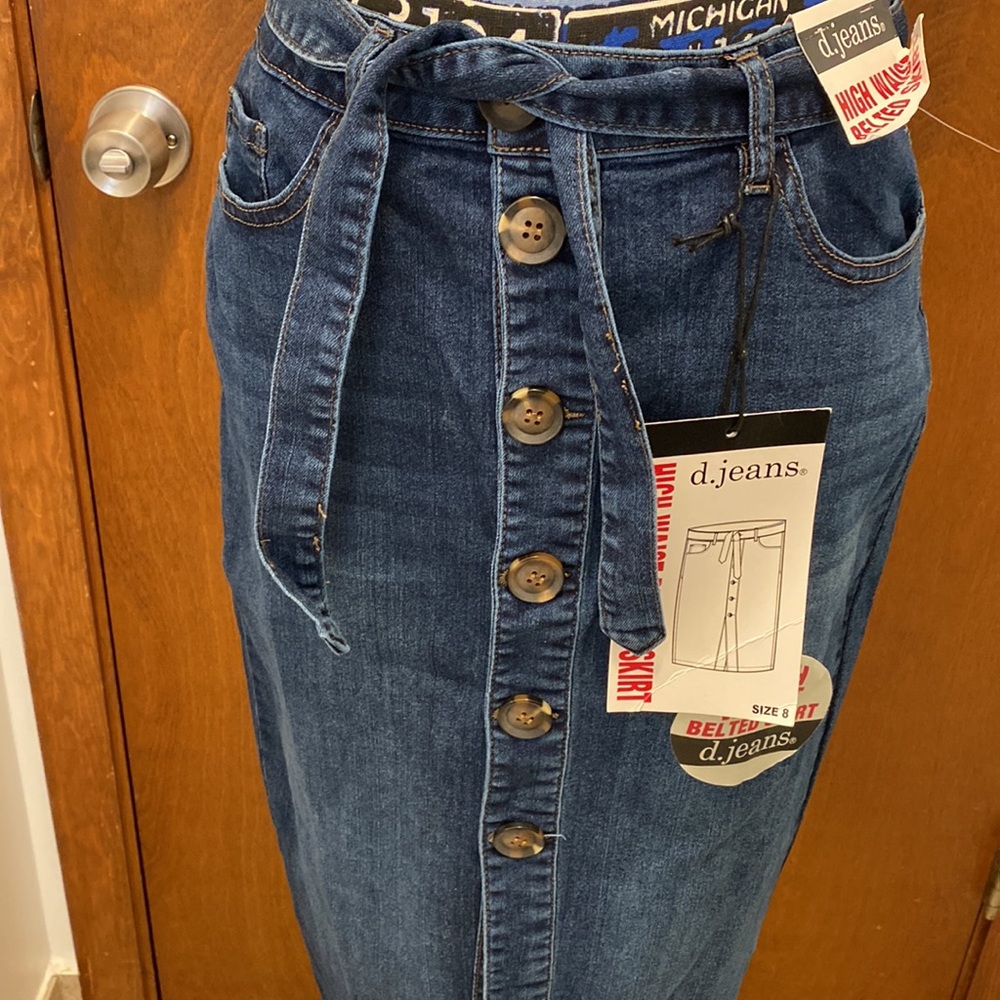 D.jeans  high waist belted jeans skirt size 8 , NWT - Picture 3 of 7